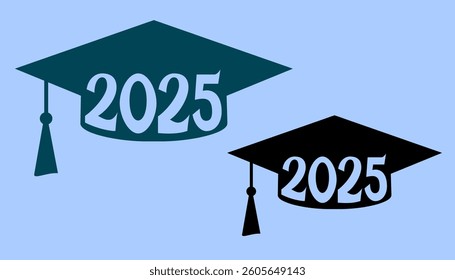 2025 Graduation Cap Icon Set, Outline Style Vector graphics stock illustration #10