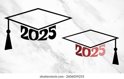 2025 Graduation Cap Icon Set, Outline Style Vector graphics stock illustration #11