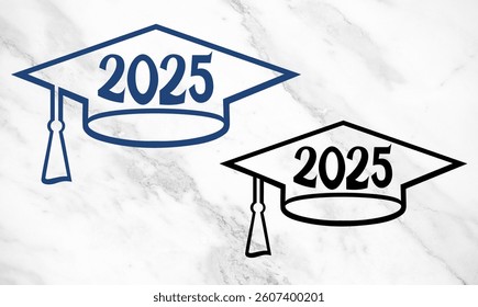 2025 Graduation Cap Icon Set, Outline Style Vector graphics stock illustration #20
