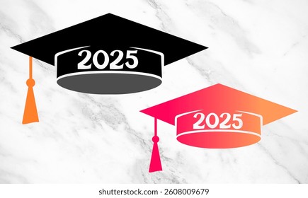 2025 Graduation Cap Icon Set Vector graphics stock illustration #25