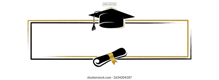 Chapéu de Graduação 2025 com quadro isolado no fundo transparente.