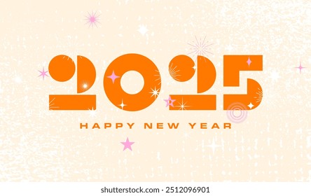 2025 greeting card design. Orange New Year logo