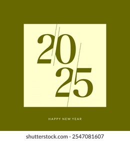 2025 greeting card, green New Year poster, square cover