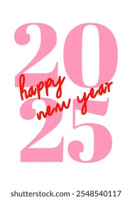 2025 greeting card. 2025 numbers design in modern style. New year colorful poster. Colored numbers Happy new year. Design template for new year posters, banners, greetings card