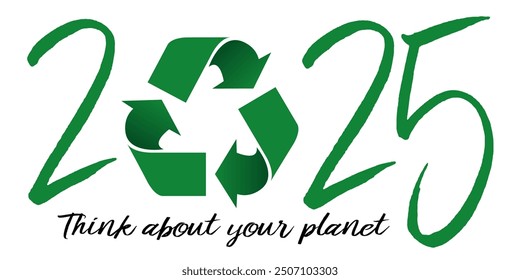 2025 greetings card for the protection of the planet and the environment, recalling the importance of sorting waste for recycling.