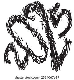 2025 Hand Drawn Vector Numbers, Chinese New Year Calligraphy Sketch Calendar Design. Doodle Greeting Card, Scribble Handdrawn Brush Font, Freehand 2025 Typography Graphic Element