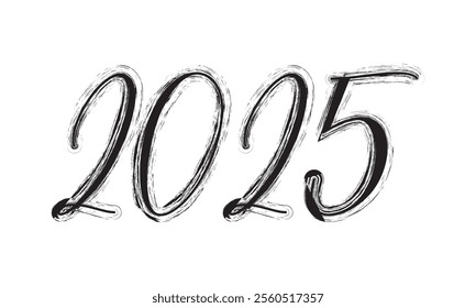 2025 Hand written numbers with brush. Calligraphy lettering for New Year. Vector template for banner, sign, greeting card, invitation, poster., shirt design, etc. vector illustration. EPS 10 AI