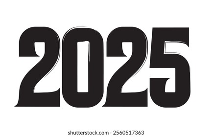 2025 Hand written numbers with brush. Calligraphy lettering for New Year. Vector template for banner, sign, greeting card, invitation, poster., shirt design, etc. vector illustration. EPS 10 AI