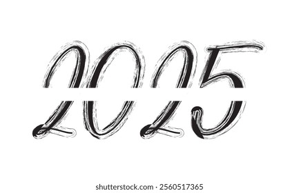 2025 Hand written numbers with brush. Calligraphy lettering for New Year. Vector template for banner, sign, greeting card, invitation, poster., shirt design, etc. vector illustration. EPS 10 AI