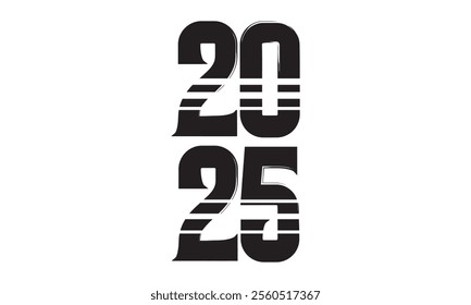 2025 Hand written numbers with brush. Calligraphy lettering for New Year. Vector template for banner, sign, greeting card, invitation, poster., shirt design, etc. vector illustration. EPS 10 AI