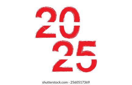 2025 Hand written numbers with brush. Calligraphy lettering for New Year. Vector template for banner, sign, greeting card, invitation, poster., shirt design, etc. vector illustration. EPS 10 AI