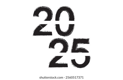 2025 Hand written numbers with brush. Calligraphy lettering for New Year. Vector template for banner, sign, greeting card, invitation, poster., shirt design, etc. vector illustration. EPS 10 AI