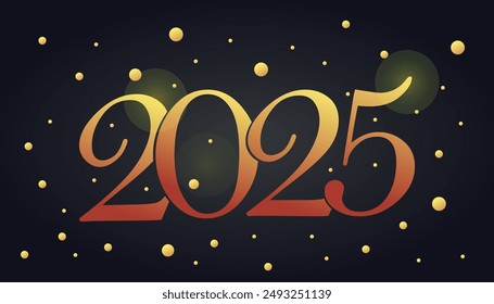 2025 handwritten text. Typography vector design for Happy New Year greeting cards and poster