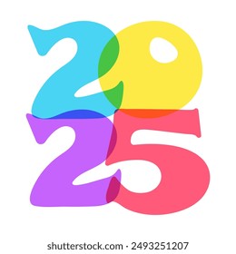 Texto manuscrito de 2025. Diseño de Vector de tipografía para tarjetas de felicitación y póster de Feliz Año Nuevo