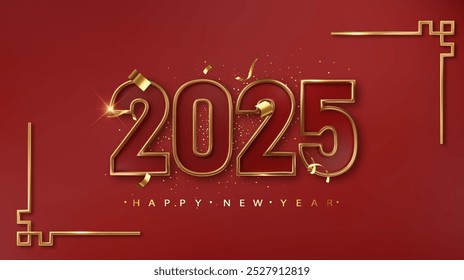 2025 Happy Chinese New Year. Luxury background, poster, banner with golden numbers. Premium vector for greetings, celebrations and welcoming New Year