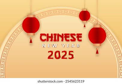 2025 happy chinese new year template banner with modern 3d text effect and beautiful sparkle luxury shiny ornament abstract gradient yellow background design 01