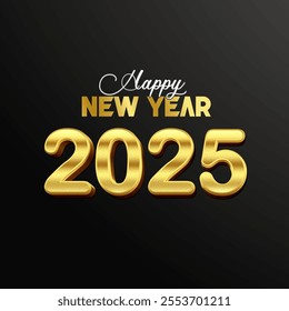 2025 Happy New Year 3D greeting Card or Poster Design