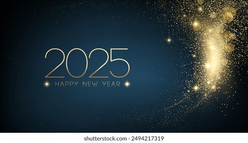 2025 Feliz Año Nuevo Abstractas brillante Oro brillante onda brillante con Bokeh elemento de diseño