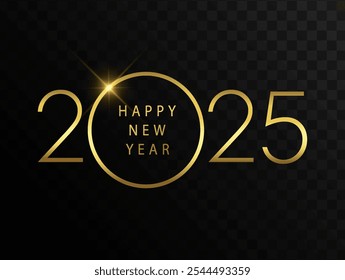 2025 Happy New Year Abstract design element with a shiny gold finish