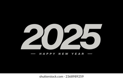 2025 Happy New Year Background Design. 2025 Flat Typography Vector Illustration.
