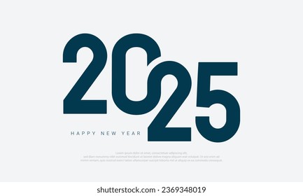 2025 Happy New Year Background Design. 2025 Flat Typography Vector Illustration.