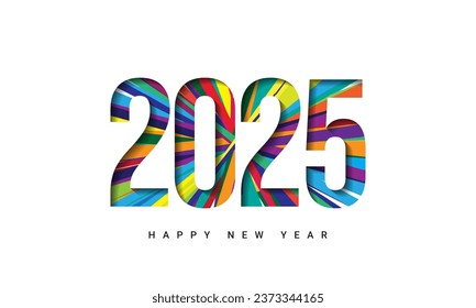 2025 Happy New Year Background Design. Colorful and Trendy New Year 2025 Design Template. Vector Illustration.