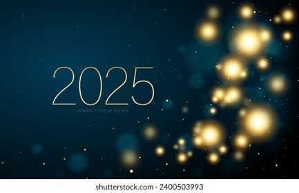 2025 Happy New Year Background Design. Golden 2025 Happy New Year Lettering. Vector Illustration.