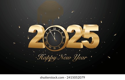 2025 Happy New Year Background Design. Greeting Card, Banner, Poster. Vector Illustration.