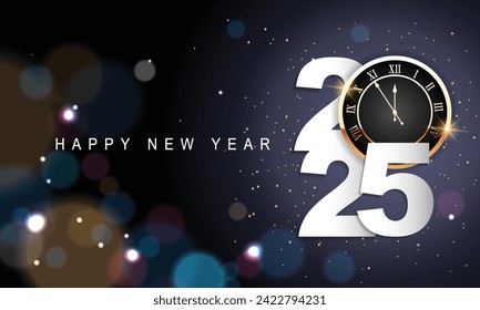 2025 Happy New Year Background Design. Greeting Card, Banner, Poster. Vector Illustration.