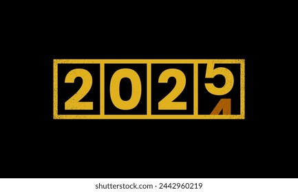 2025 Happy New Year Background Design. 2025 Happy New Year Lettering on Black Background. Vector Illustration.