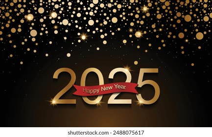 2025 Feliz Año Nuevo Diseño de fondo. Tarjeta de felicitación, Anuncio, cartel. Ilustración vectorial.