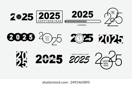 2025 Feliz Año Nuevo Diseño de fondo. Tarjeta de felicitación, Anuncio, cartel. Ilustración vectorial.