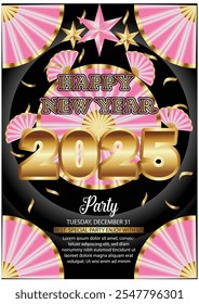 2025 Happy New Year Background for your Flyers and Greetings Card or new year themed party invitations