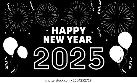2025 Happy New Year Background Vector 
