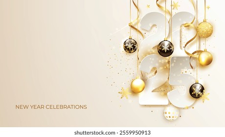2025 Happy New Year background Banner with numbers date 2025 Vector illustration