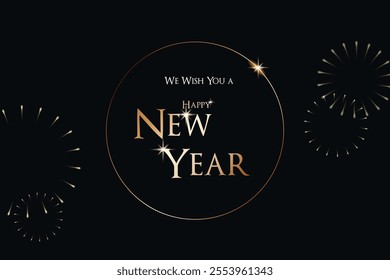 2025 Happy New Year banner with fireworks. Vector illustration