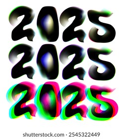 2025 Feliz Ano Novo preto cor logotipo texto design em fundo branco