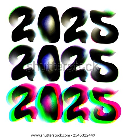 2025 Happy New Year black color logo text design on white background