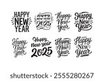 2025 Happy New Year bundle vector - Happy New Year t shirts design, Hand lettering inspirational quotes isolated on white background,  
