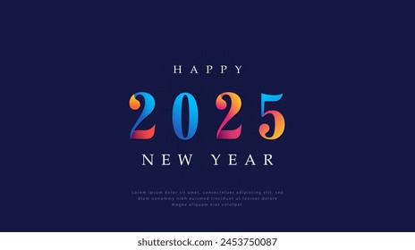 2025 happy new year, 2025 calendar. 2025 text. New year 2025 minimalist. Happy new year. design template for new year celebration.