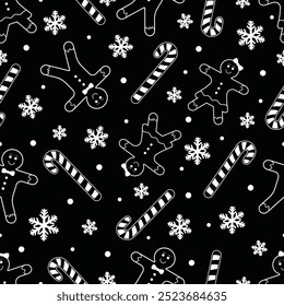 2025 Happy New Year Card. Christmas and New year Holiday Silhouette Pattern. Decorative Elements Texture for Greeting card, Gift Wrapping paper, Card or Banner Template or Fabric Textile Prints.