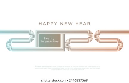 2025 happy new year celebration , 2025 number in line blending design, blending 2025 , new design of happy new year 2025, isolated in white , design for background, poster, banner etc