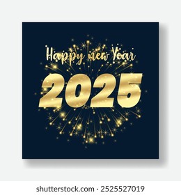 2025 Feliz Ano Novo festa de postagem de mídia social e folheto quadrado ou modelo de cartaz, 2025 Feliz Ano Novo Projeto de Fundo. Cartão de Ano Novo, Banner, cartão de desejo, Ilustração de vetor