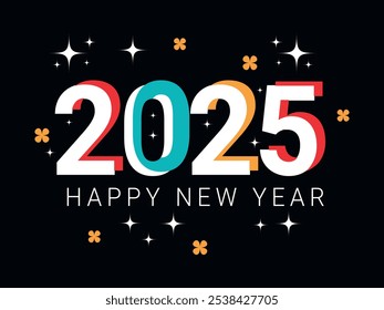 2025 Happy New Year Celebration Card Design vector