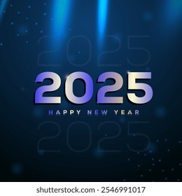 2025, Happy new year 2025 celebration with eye catching blue gradient background