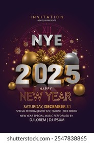 2025 Happy New Year club poster Background for your Flyers and Greetings Card graphic or new year themed party invitations. abstract vector illustration design	