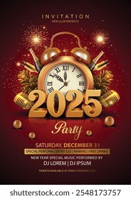 2025 Happy New Year club poster Background for your Flyers and Greetings Card graphic or new year themed party invitations. abstract vector illustration design	