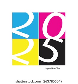2025 Happy New Year CMYK Printing background, Vector illustration