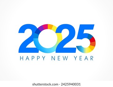 2025 Happy New Year colored chart logo. Creative New Year business concept for greeting card or calendar cover. Vector illustration