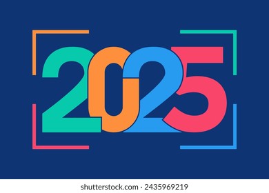 2025 Happy New Year, colorful design vector. trend new year 2025 template	
